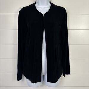 Chico's Travelers Ribbed Long Sleeve Open Front Cardigan Black sz 1 / Medium